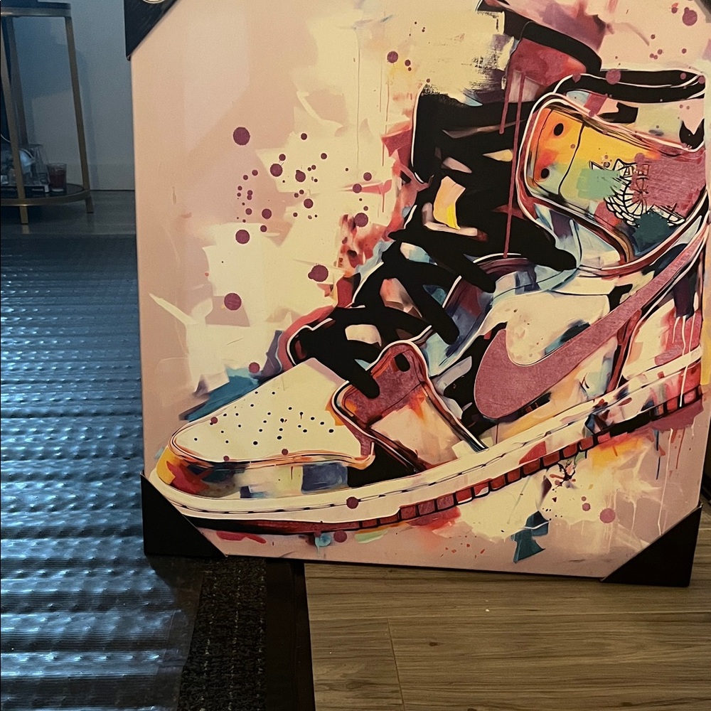 Nike  Pink Multicolor Sneaker Canvas Art